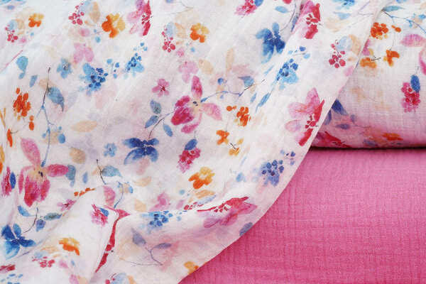 Coton Double Gaze Fleurs Kiki Coton Double Gaze Fleurs Kiki