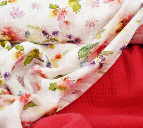 Baumwoll Musselin Blumen Heidi