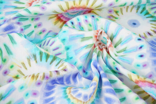 Stretch Katoen Bowien Lila Blauw