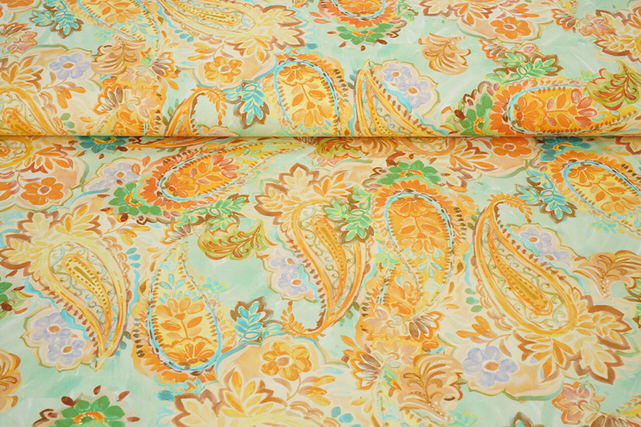 Stretch Cotton Ceylin Orange Green