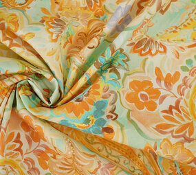 Stretch Cotton Ceylin Orange Green