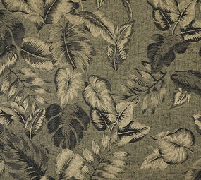 Viscose Jacquard Vintage Palm Feuilles Vert Militaire Viscose Jacquard Vintage Palm Feuilles Vert Militaire