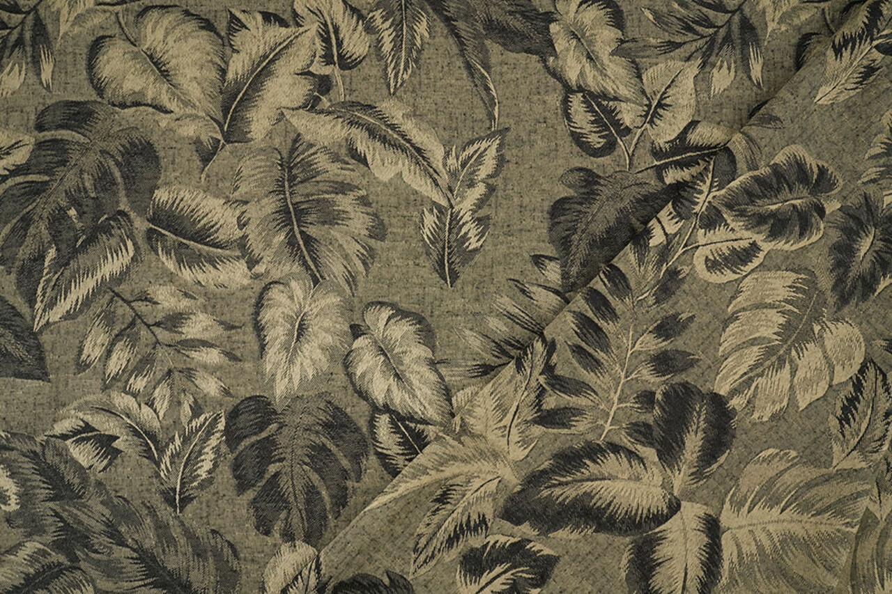 Viscosa Jacquard Vintage Palm Leaves Verde Army Viscosa Jacquard Vintage Palm Leaves Verde Army