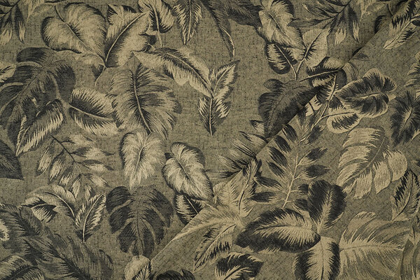 Viscose Jacquard Vintage Palm Leaves Army Green