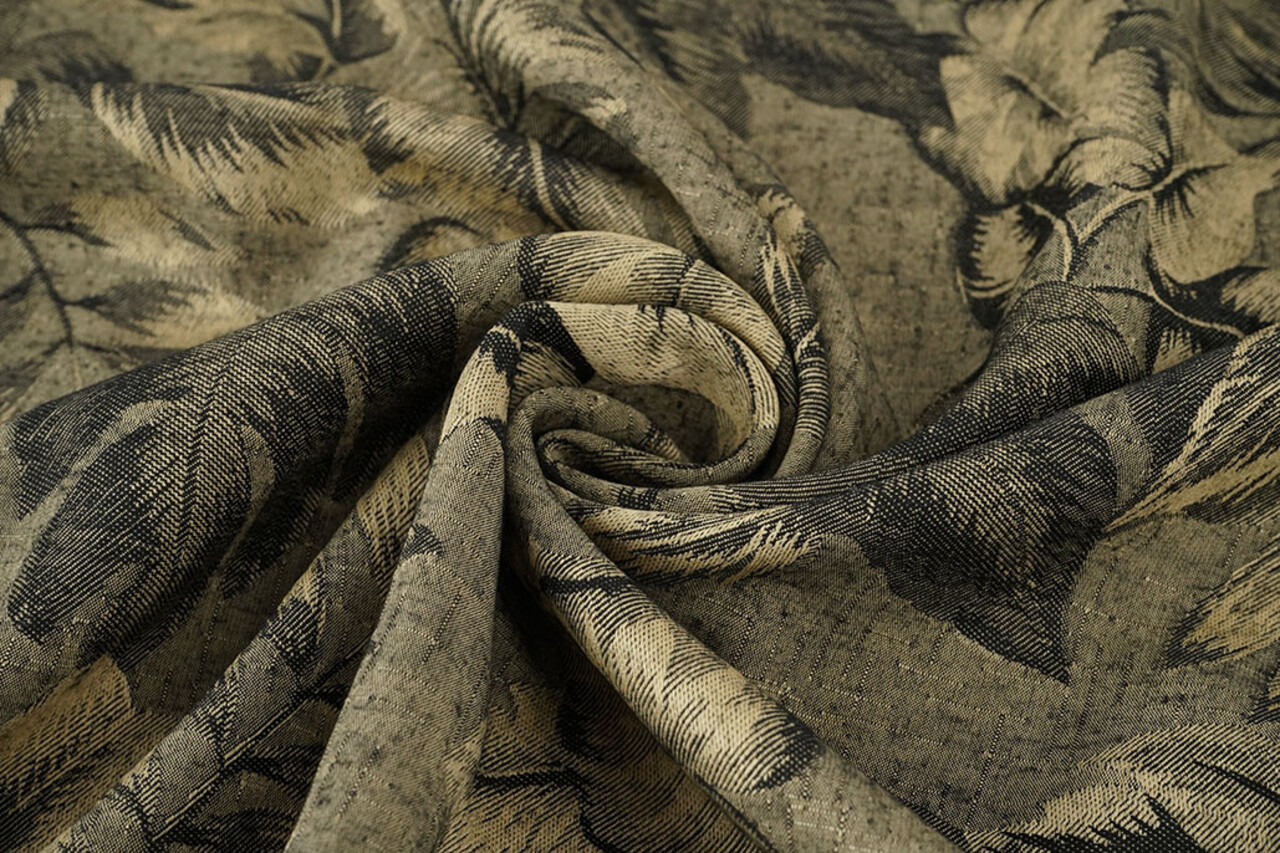 Viscose Jacquard Vintage Palm Leaves Army Groen