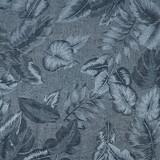 Viscose Jacquard Vintage Palm Leaves Jeans Blue