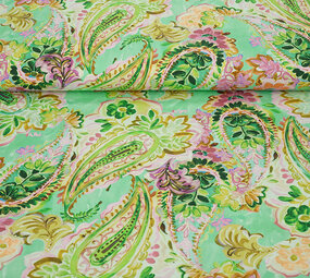 Stretch Cotton Ceylin Sea Green - Pink