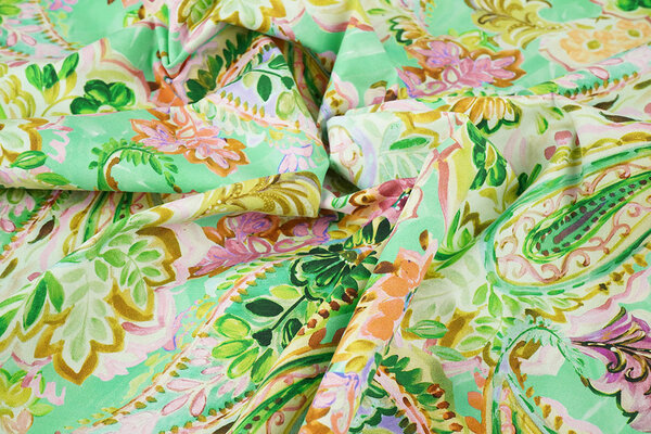 Stretch Cotton Ceylin Sea Green - Pink