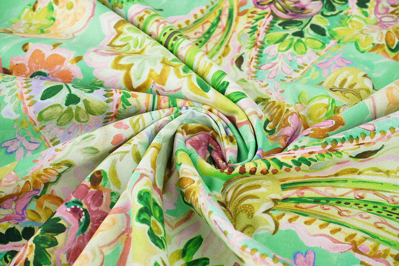 Stretch Cotone Ceylin Verde Mare - Rosa Stretch Cotone Ceylin Verde Mare - Rosa