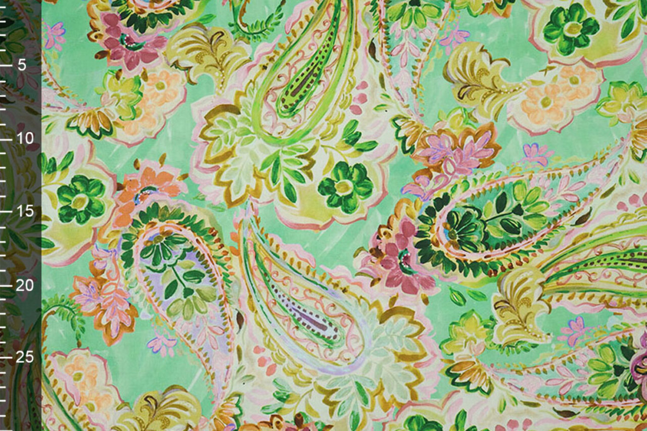 Stretch Cotton Ceylin Sea Green - Pink