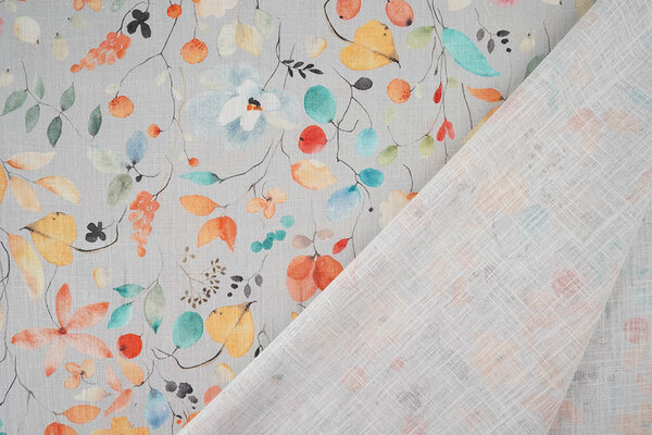 Linen Cotton Flowers and Leaves Carla