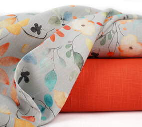 Linen Cotton Flowers and Leaves Carla