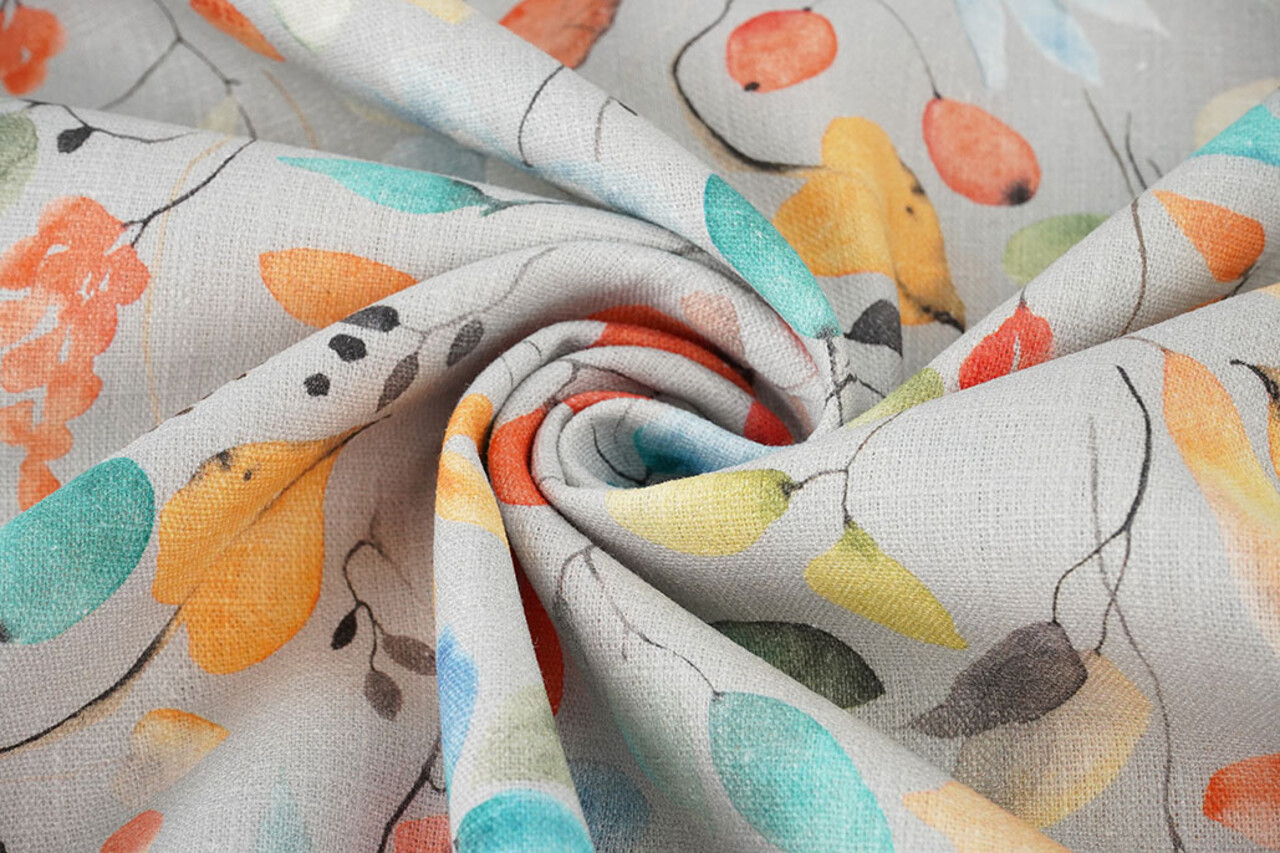 Linen Cotton Flowers and Leaves Carla