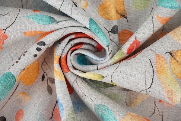 Linen Cotton Flowers and Leaves Carla