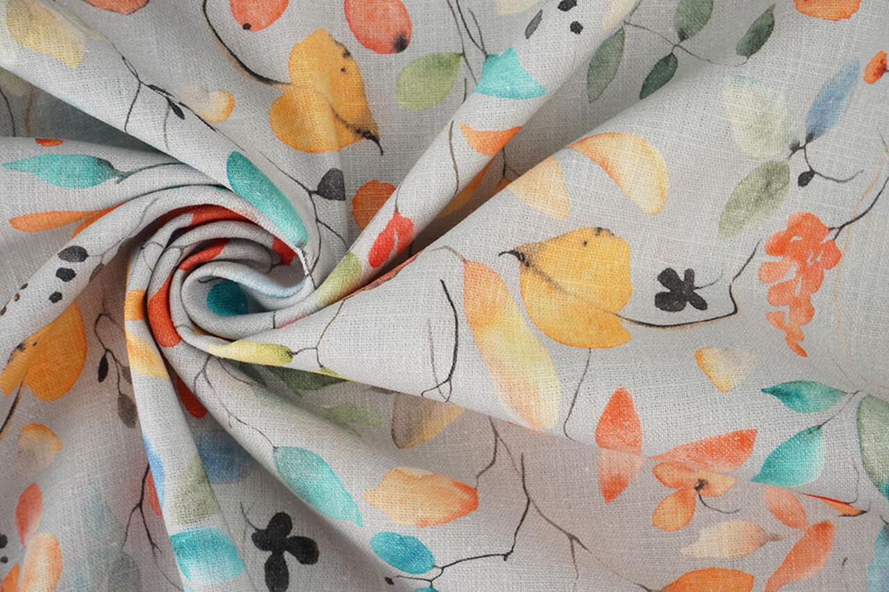 Linen Cotton Flowers and Leaves Carla