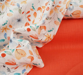 Linen Cotton Flowers and Leaves Linda