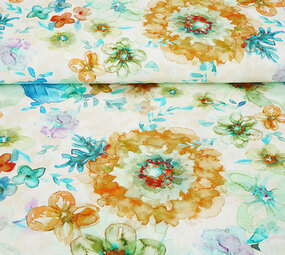 Viscose Linnen Bloemen Dionne Groen