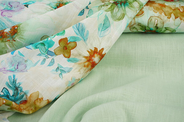 Viscose Lin Fleurs Dionne Vert
