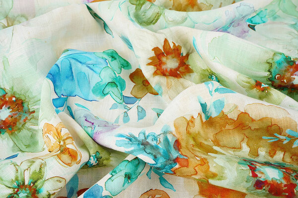 Viscose Linnen Bloemen Dionne Groen