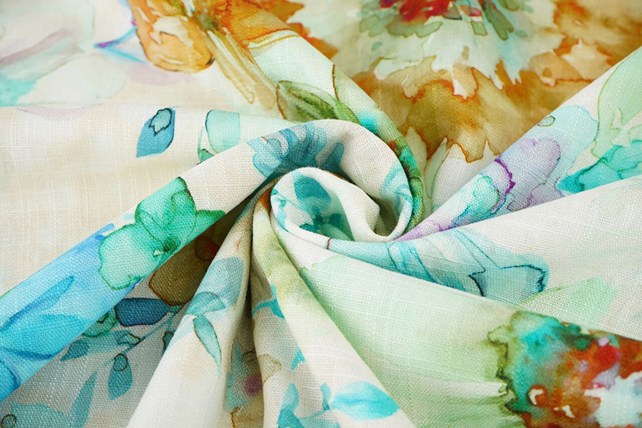 Viscose Linen Flowers Dionne Green