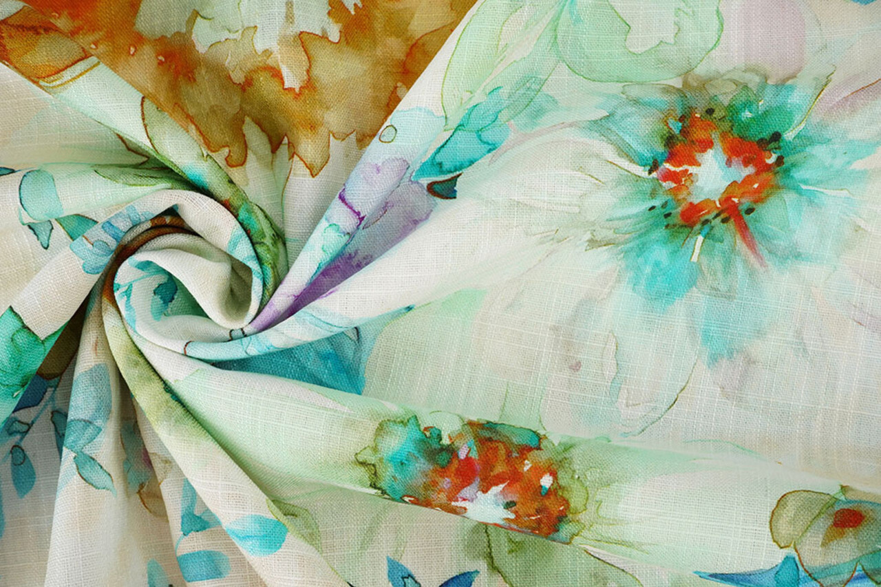 Viscose Linnen Bloemen Dionne Groen