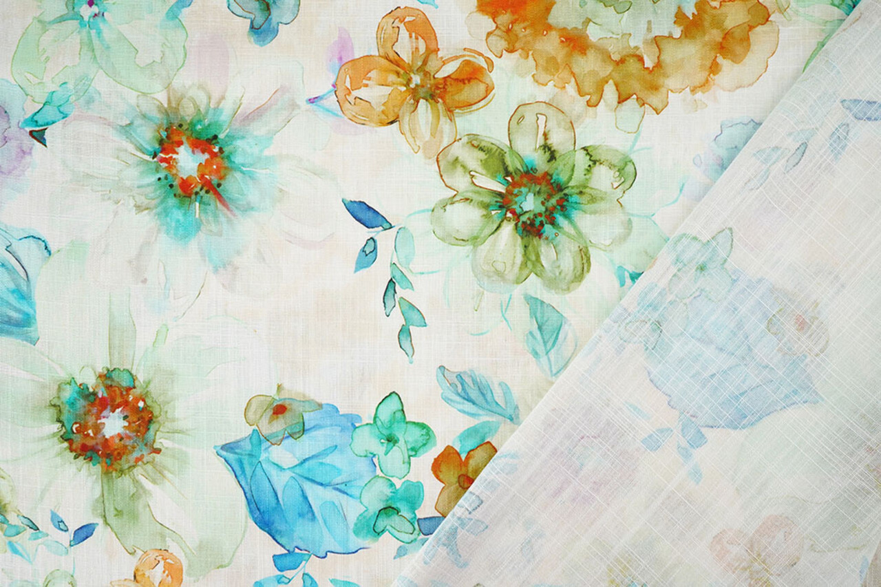 Viscose Linen Flowers Dionne Green