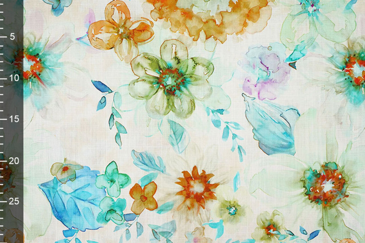 Viscose Linen Flowers Dionne Green