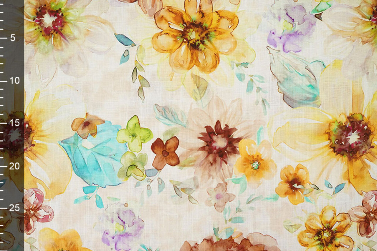 Viscose Linnen Bloemen Dionne Geel