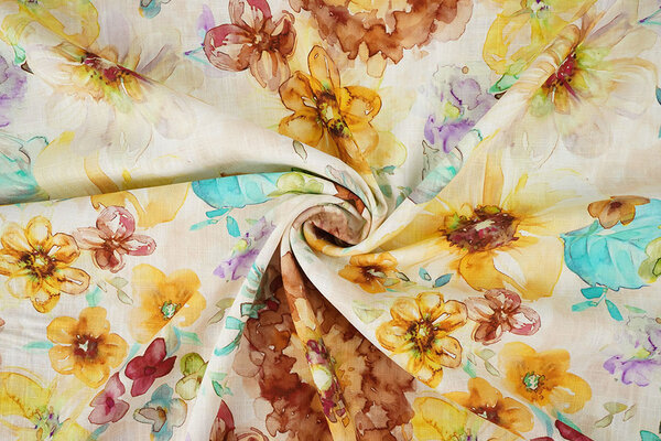 Viscose Linen Flowers Dionne Yellow