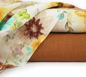 Viscose Linnen Bloemen Dionne Geel