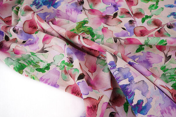 Linen Cotton Babette Pink - Green