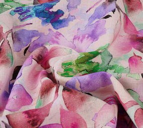 Linen Cotton Babette Pink - Green