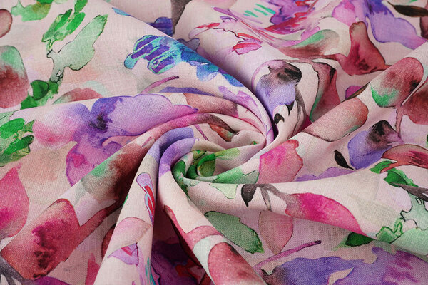 Linen Cotton Babette Pink - Green