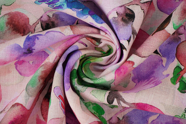 Linen Cotton Babette Pink - Green