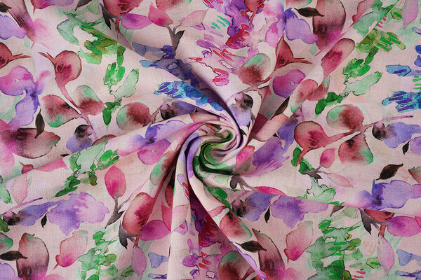 Linen Cotton Babette Pink - Green