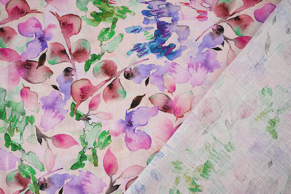 Linen Cotton Babette Pink - Green