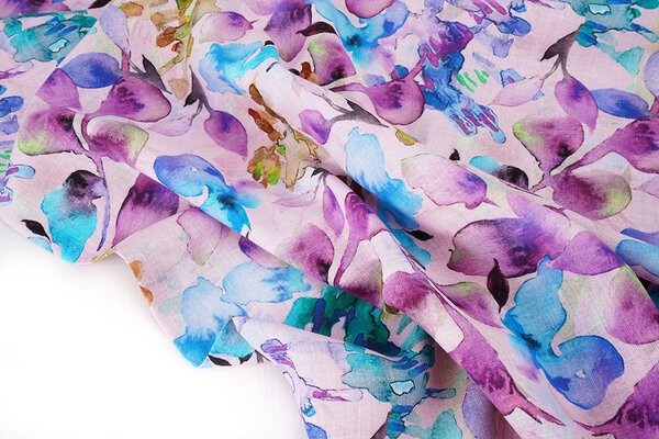 Linen Cotton Babette Purple - Blue