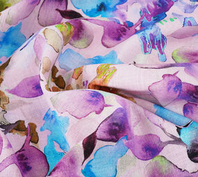 Leinen Baumwolle Babette Lila - Blau