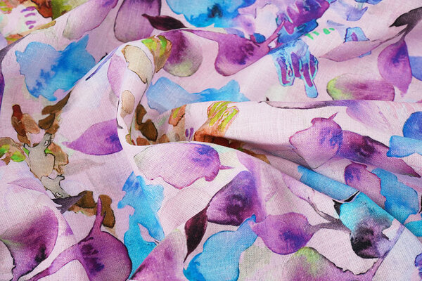 Leinen Baumwolle Babette Lila - Blau