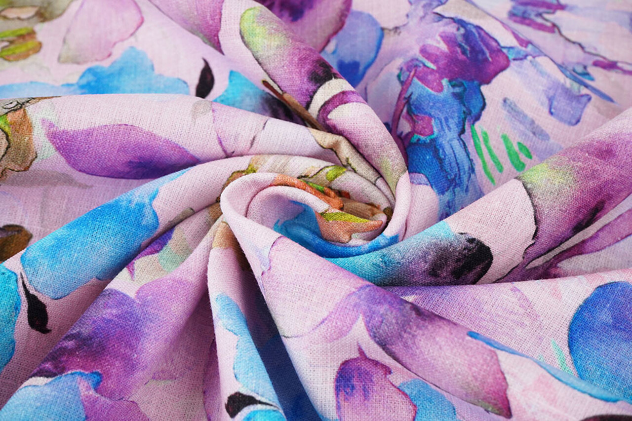 Linen Cotton Babette Purple - Blue