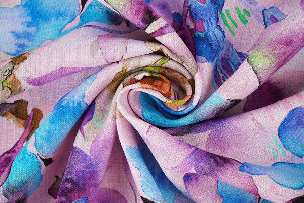 Linen Cotton Babette Purple - Blue