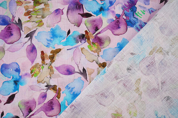 Linen Cotton Babette Purple - Blue