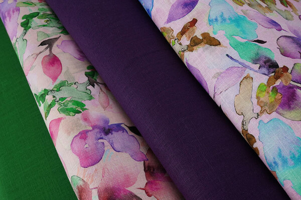 Linen Cotton Babette Purple - Blue