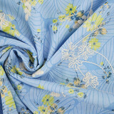 Cotone Ricamato Fiori Nola Blu Denim Cotone Ricamato Fiori Nola Blu Denim