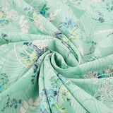 Coton Brodé Fleurs Nola Vert Menthe