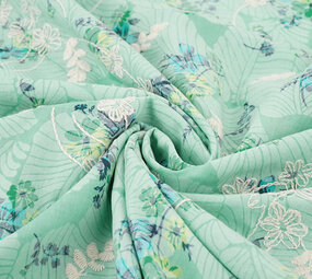 Embroidery Cotton Flowers Nola Mint Green