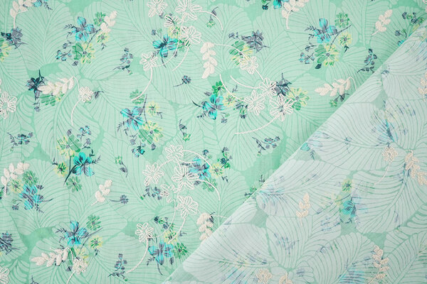 Embroidered  Cotton Flowers Nola Mint Green