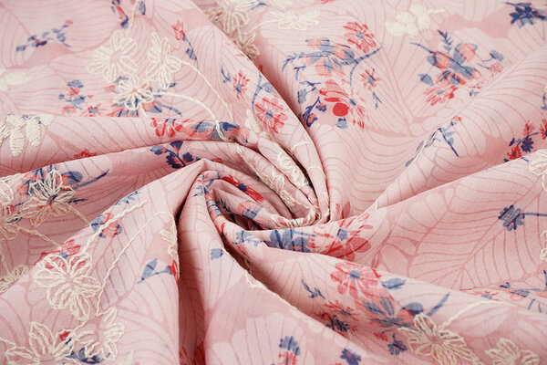 Embroidery Cotton Flowers Nola Pink