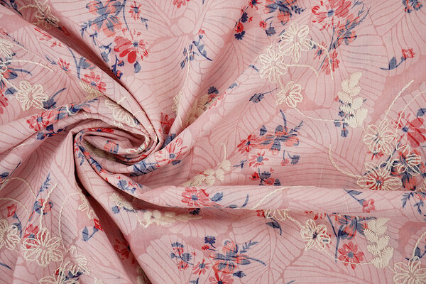 Coton Brodé Fleurs Nola Rose Coton Brodé Fleurs Nola Rose