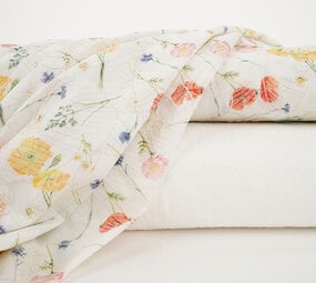 Cotone Ricamato Fiori Ruth Crema Cotone Ricamato Fiori Ruth Crema